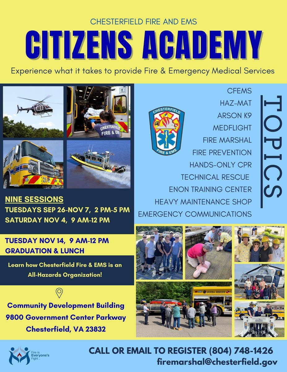 Tomorrow is the LAST DAY to sign up for our Citizens Academy! You don't want to miss this incredible opportunity to learn about YOUR fire &amp; EMS department!