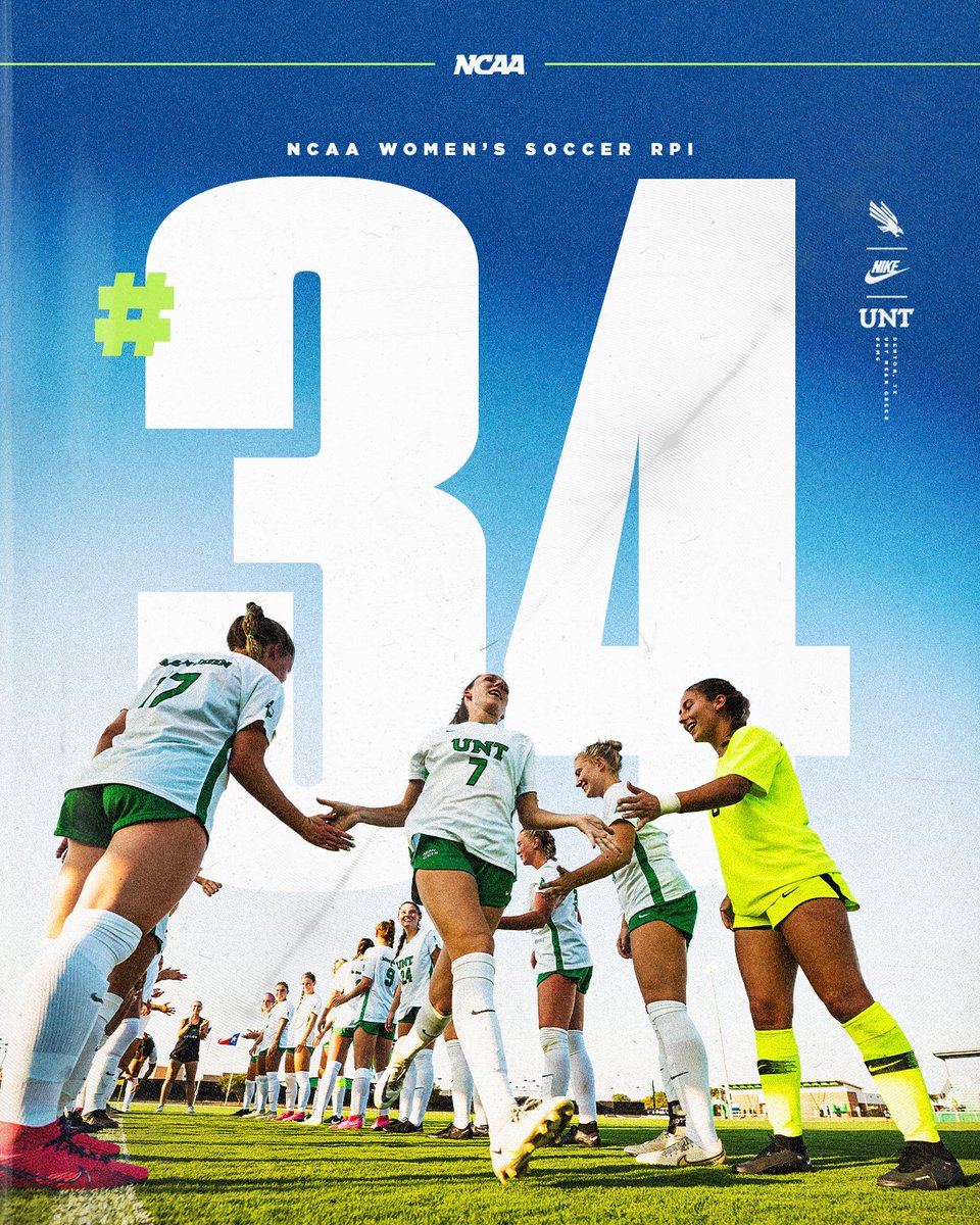 Your Mean Green come in at No. 34 in the first NCAA RPI ranking of the season.

🟢 No. 2 ranked AAC team
🟢 No. 2 ranked team in Texas
📊 northtex.as/3EKrwvq
#GMG