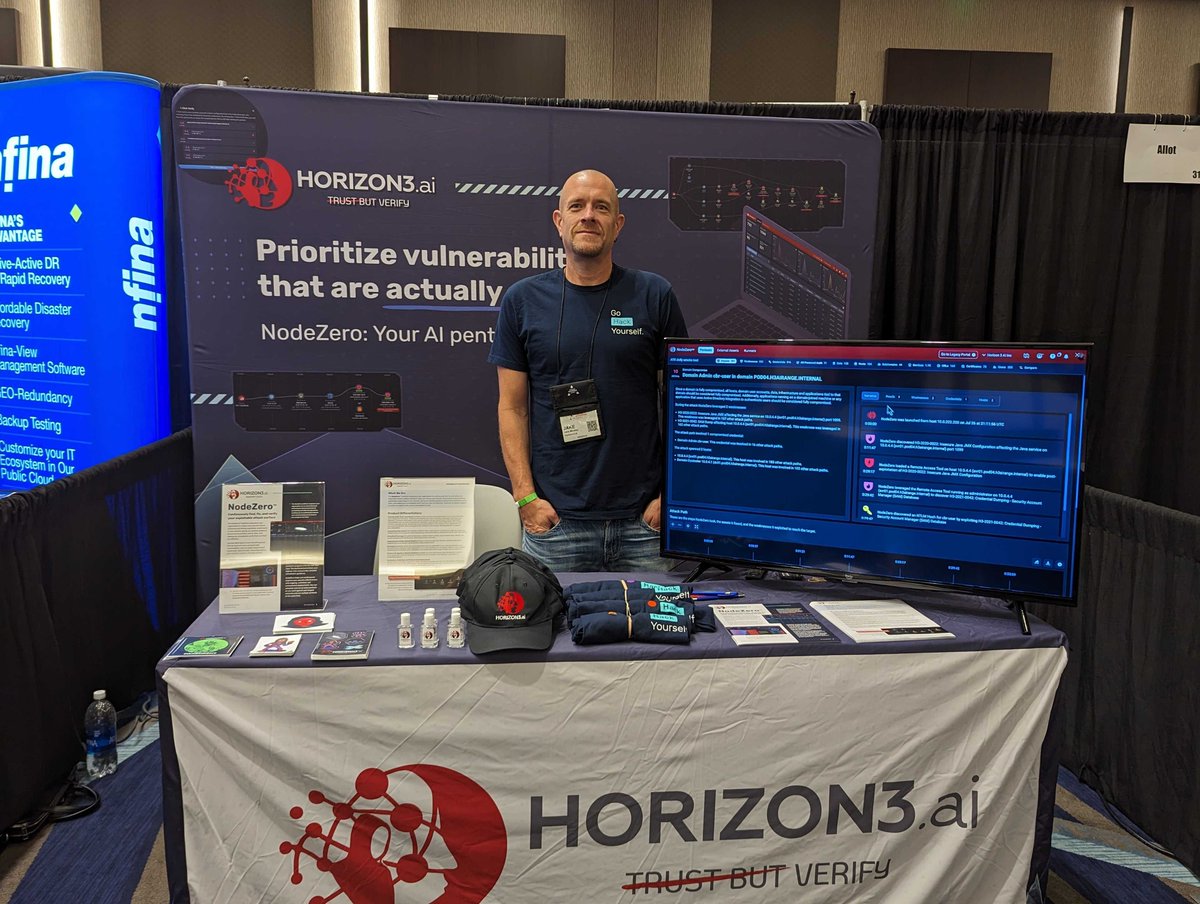 Horizon3ai's tweet photo. H3 CEO @snehalantani is about to take the stage at @TheChannelCo's #MES23! He's sharing how autonomous #pentesting helps find unknown weaknesses in infrastructure that can quickly result in ransomware exposure. After, come by booth 315 from 5:30 to 7:30 PM to say hi to the team! https://t.co/hnl0nlLxkD