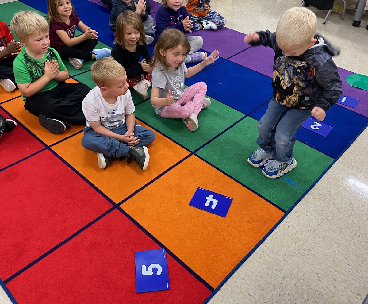 Tools_PreKTeach's tweet photo. Practicing Counting & Identifying Numbers 1-5 with Number Hopscotch.
#jumpcount #clapcount #prek #ToolsoftheMind https://t.co/xuONvrLGOK