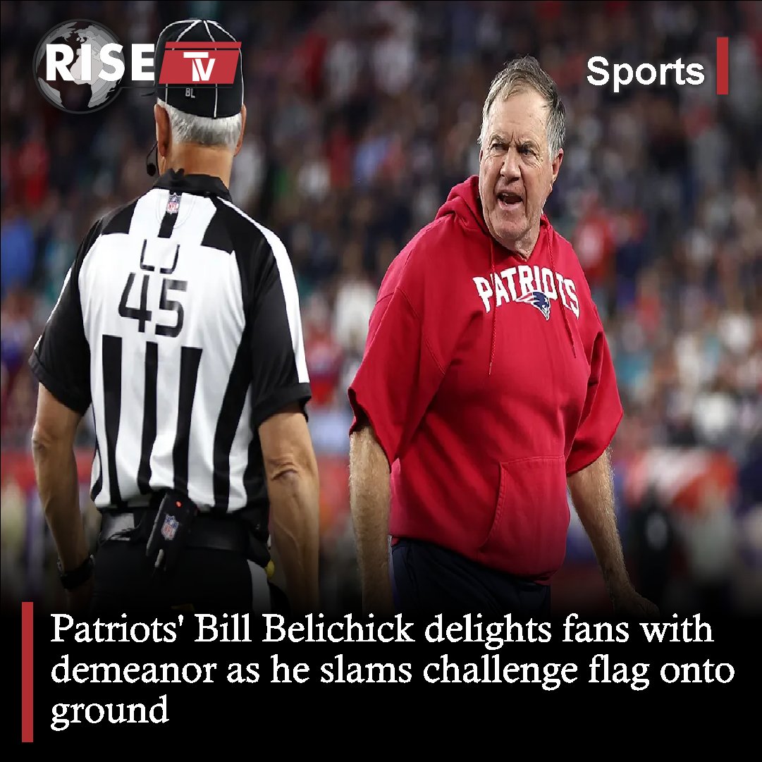 RiseTv_Global's tweet image. 😂 Bill Belichick's Hilarious Sock Trick! 🏈🧦 The legendary coach keeps NFL fans laughing with a well-timed challenge in the Patriots-Dolphins game. 🏟️👟 #BelichickMagic #Patriots #NFLFun