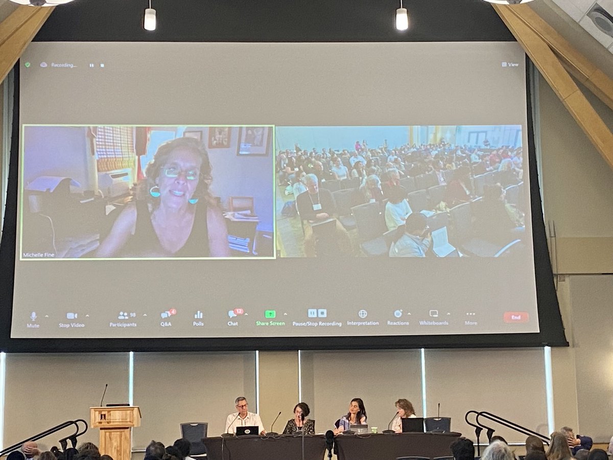 Agroecology_UVM's tweet photo. On to our final panel filled with esteemed agroecological scholar-activists and movement builders, Helda Morales (@ecosurmx), @MaywaMontenegro (@ucsantacruz), Michelle Fine (@CUNY), and @janemalandcady (@McKnightFdn)! #SeedingTransformation #Agroecology https://t.co/xbLwHkcX6G