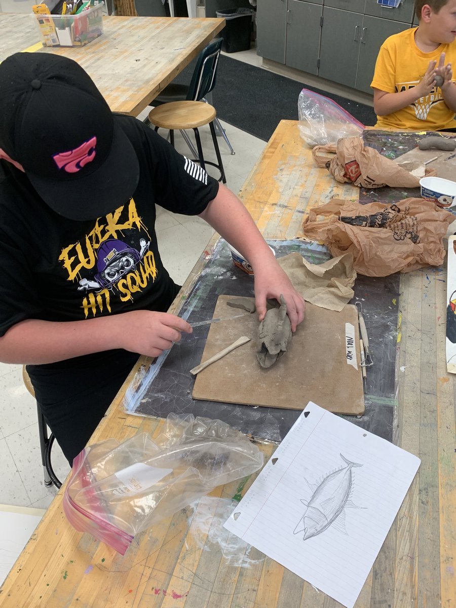 6th grade students working hard on their animal pinch pots. Loving their hard work! ⁦<a href="/WMSTimberwolves/">Wildwood Timberwolves</a>⁩
