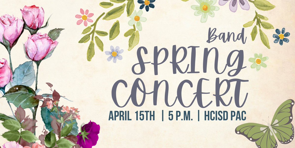 🎵 Join us for Moises V. Vela Middle School's Band Spring Concert! 📅 April 15th, 5 PM 🏛️ HCISD Performing Arts Center. Let's celebrate our Panthers' musical talent and Panther pride! 🖤💛 #MVVMSBand #SpringConcert #Harlingen