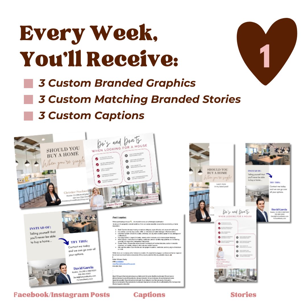 Introducing the #RealEstateContent Crusher Membership: 
✨ 3 Custom Branded Posts with your headshot, logo, DRE, contact info, and branding 
✨ 3 Matching Branded Stories 
✨ 3 Custom Captions with your contact details and the right hashtags.

Learn more: themarketingspecialist.com/real-estate-co…