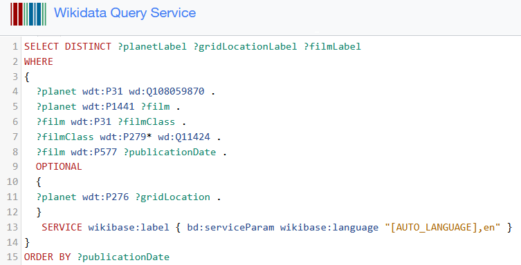 With over 300 #StarWars planets now in <a href="/wikidata/">Wikidata</a>, it's time to play with SPARQL!
It's now possible to find out which planets appear in each film in the saga, and where they are in the galaxy. How cool is that? 🌌