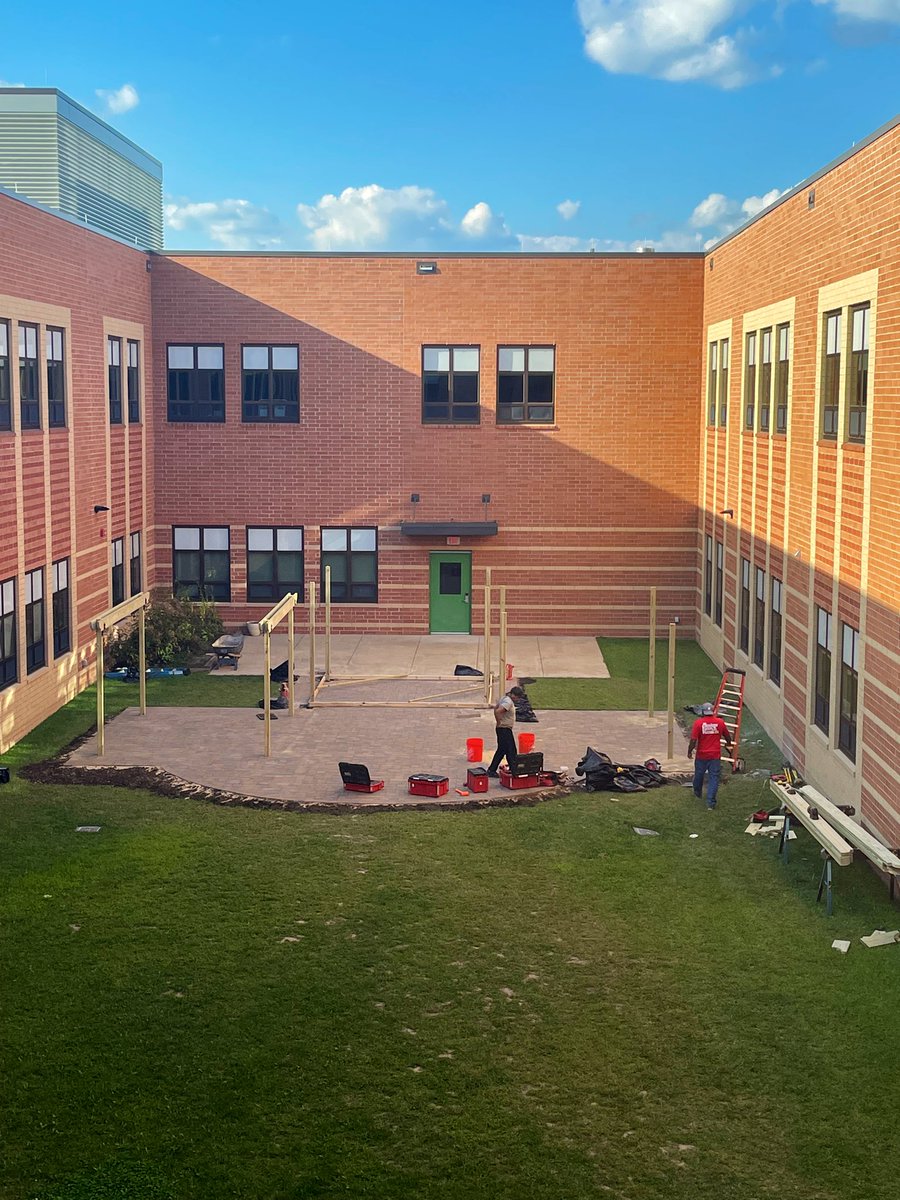 We ended the day with pergolas starting to be put into place. Students and staff are looking forward to using this shaded learning space in the near future! #GoGPGators