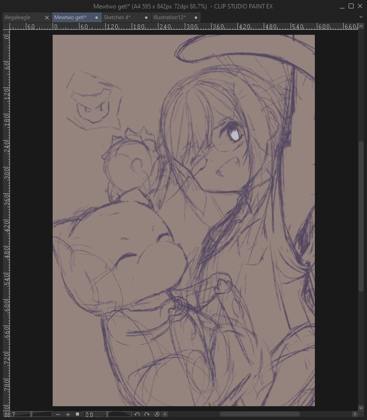 illusty0na's tweet photo. grats to all people that caught Mewtwo in Scarlet Violet!  just made a rough sketch to remember mine! https://t.co/Y7NxFG3tDA