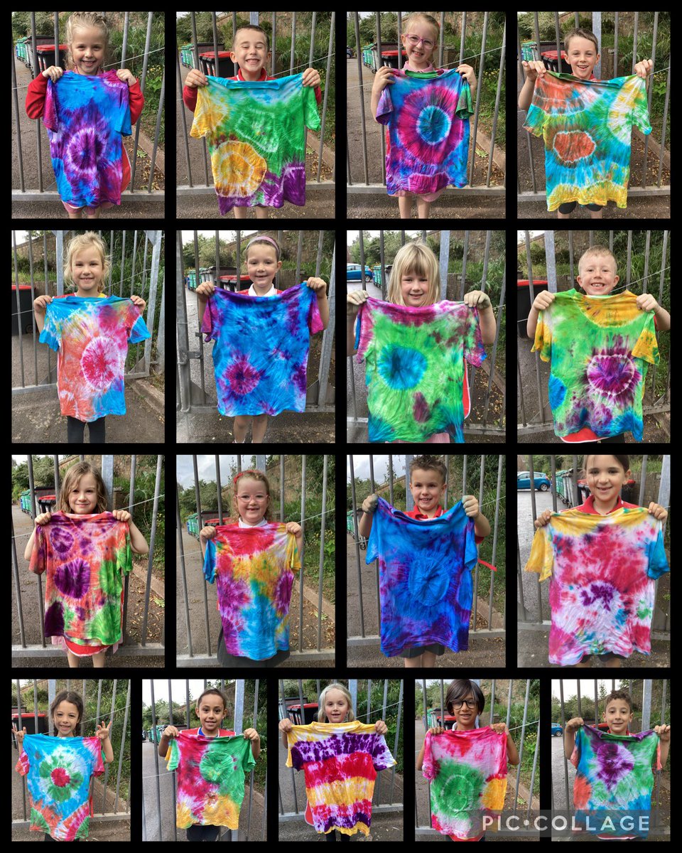 llysfaen2028's tweet photo. #2CJ and #2TG were all thrilled with their completed T-shirts. 😃 Everyone was amazed at how much their T-shirts had changed on their journey #coloursofourworld #topiclaunch #EA https://t.co/Q8BjPzAgGe