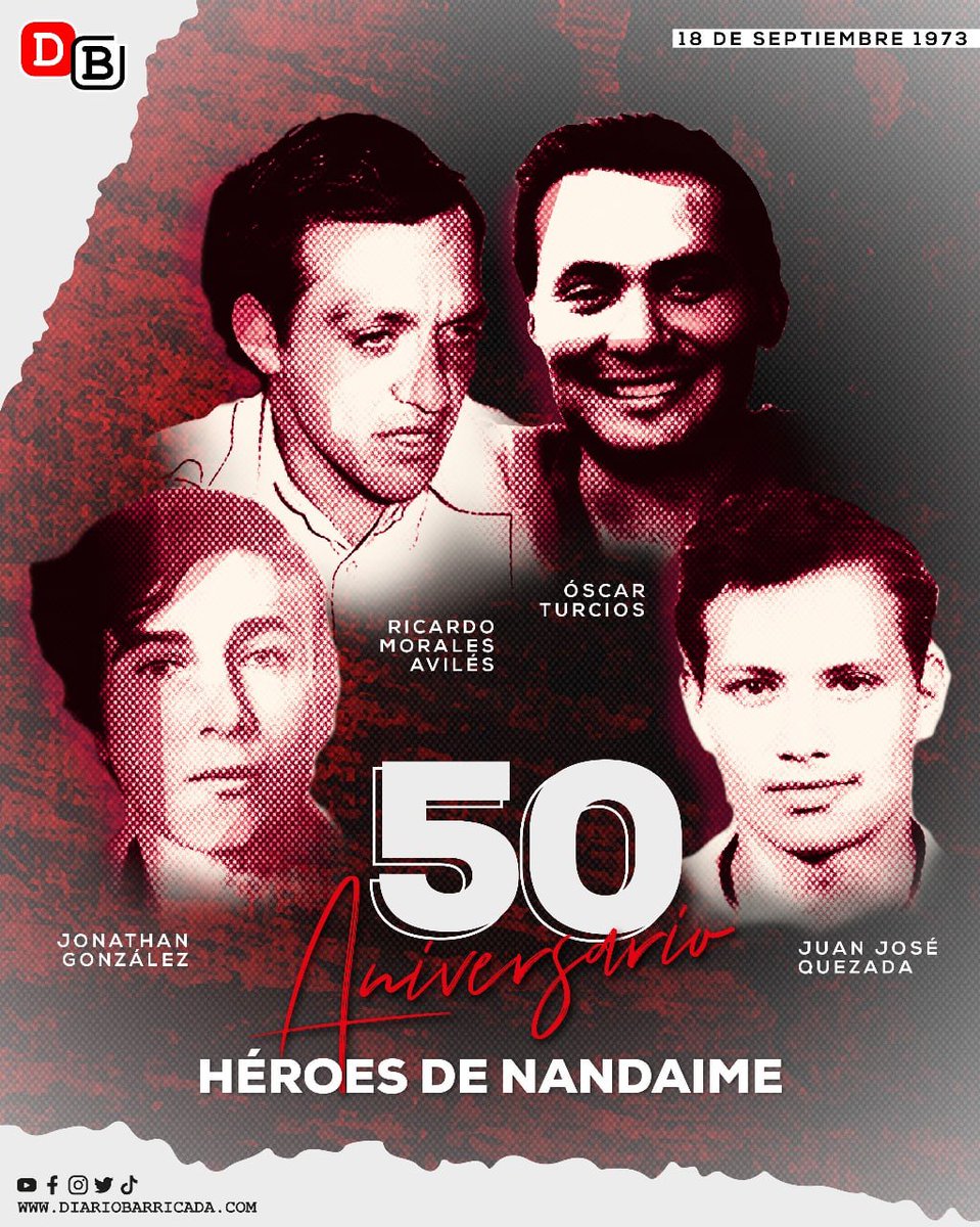 Conmemoramos 50 años del Aniversario de nuestros valientes héroes de Nandaime.

Presente ✊🏼
Presente ✊🏼
Presente ✊🏼
#PatriaBenditayLibre
 #UnidosEnVictorias 

<a href="/samcarrion18/">𝐒𝐚𝐦𝐚𝐧𝐭𝐡𝐚 𝐂𝐚𝐫𝐫𝐢ó𝐧❤️🖤 🇳🇮</a> 
<a href="/FloryCantoX/">Flor y Canto 🇳🇮</a>