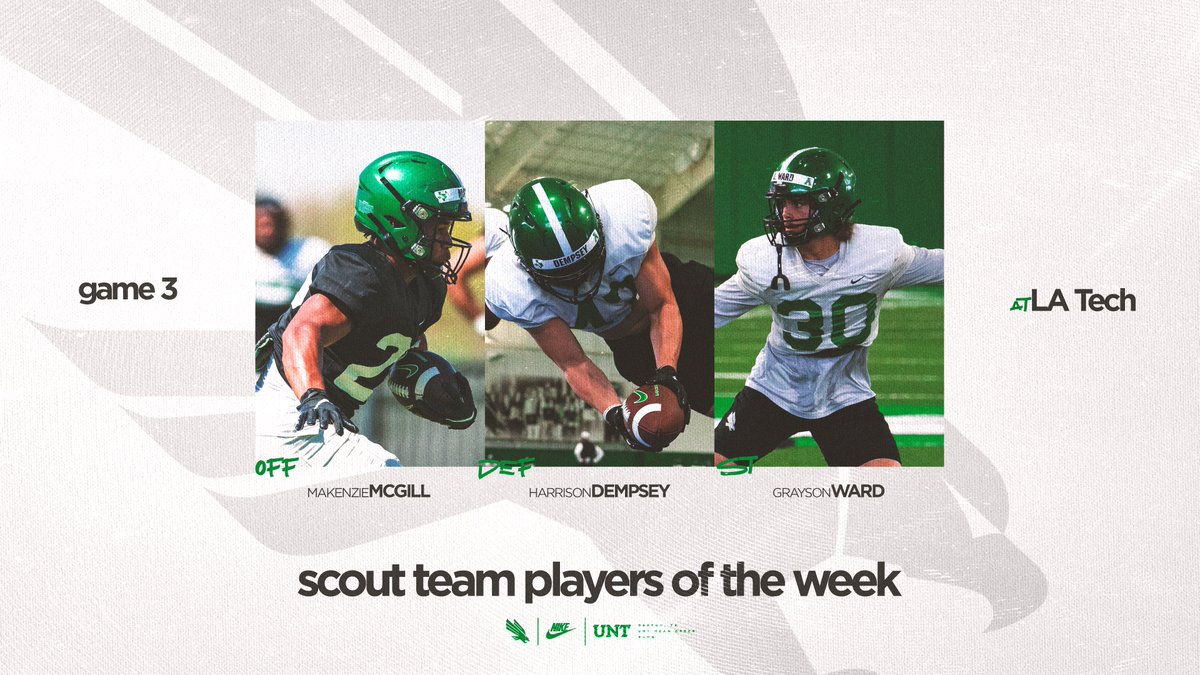 These guys make us better. Our Scout Team Players of the Week

O: <a href="/makenzie_mcgill/">Makenzie McGill ll</a>
D: <a href="/HarrisonD2003/">Harrison Dempsey</a>
ST: <a href="/grayson_ward5/">Grayson Ward</a> 

#GMG🦅