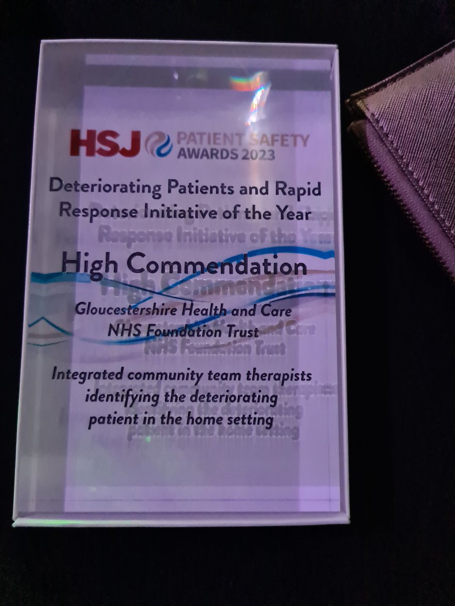 Whoop, whoop a high commendation for our patient safety initiative. So proud to bring this back to @GlosHealthNHS and celebrate with all those who lead and were involved #HSJpatientsafety