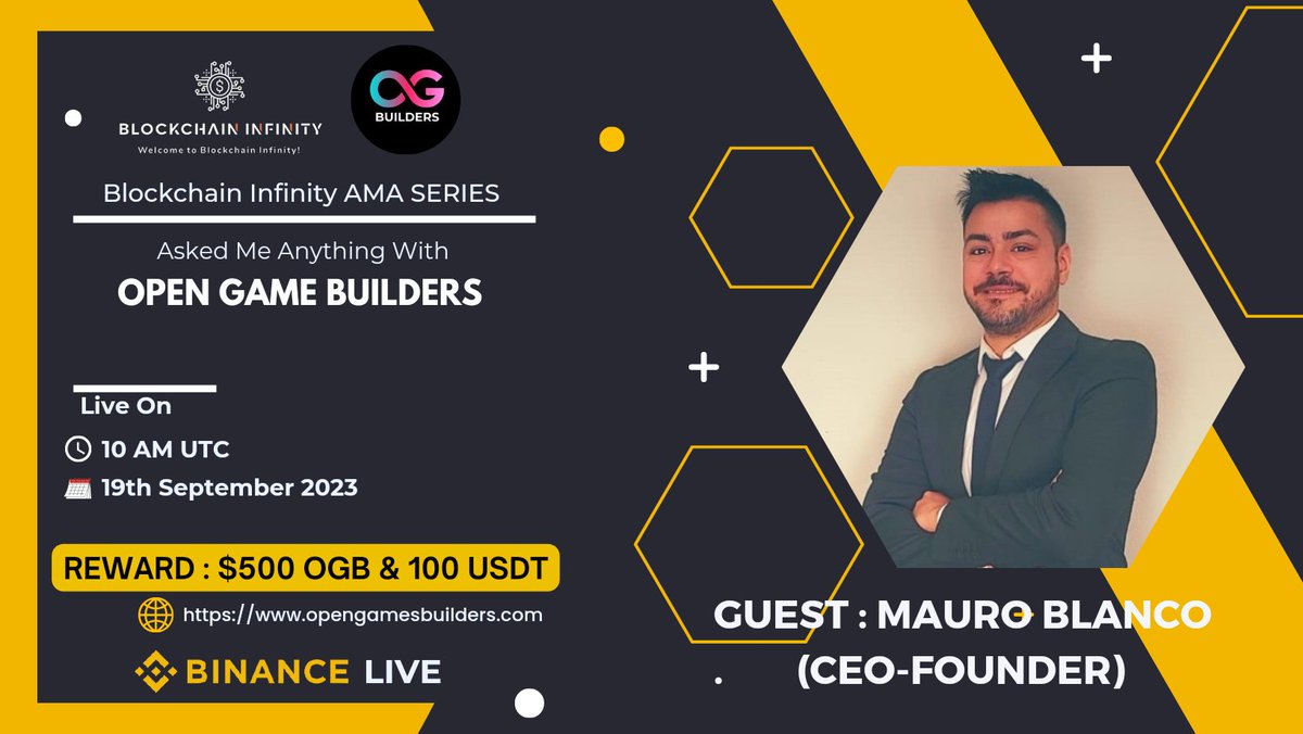 🔊 Blockchain Infinity Glad To Announce Binance Live AMA with OGB

⏰ Date &amp; Time: 15th September, 10AM UTC

💰Rewards Pool: $500 OGB &amp; 100USDT🔥

🏠Venue: binance.com/en/live/u/2411…
 
〽️Rules:
1⃣ Follow <a href="/BlockchainInfin/">CRA_kkk</a>
&amp; <a href="/OGamesBuilders/">OGamesBuilders</a>  
2⃣ Like &amp; Retweete
3⃣ Comment Questions