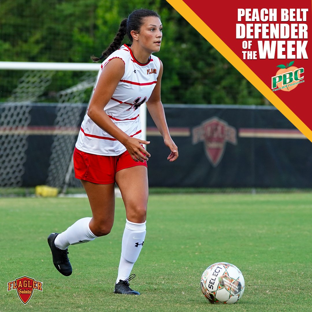 FlaglerSports's tweet photo. Elizabeth Hall named the @PeachBelt  Conference's Defender of the Week‼️

Hall helped the Saints earn a 1-0 win over Eckerd last week as well as a scoreless tie with conference-rival Columbus State🔥

📰https://t.co/vReUuL1SbJ

#GoSaints | @flaglerwsoc https://t.co/3cEmf4RtNh