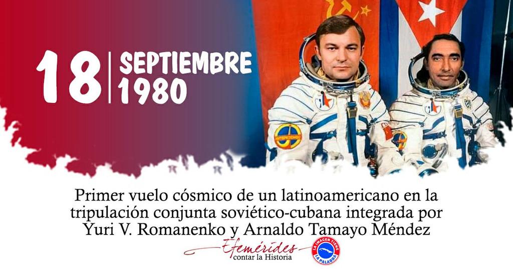 Porque #TenemosMemoria y #CubaViveEnSuHistoria desde #CabaiguánEduca recordamos hoy el 1er vuelo cósmico de la tripulación conjunta soviético- cubana.