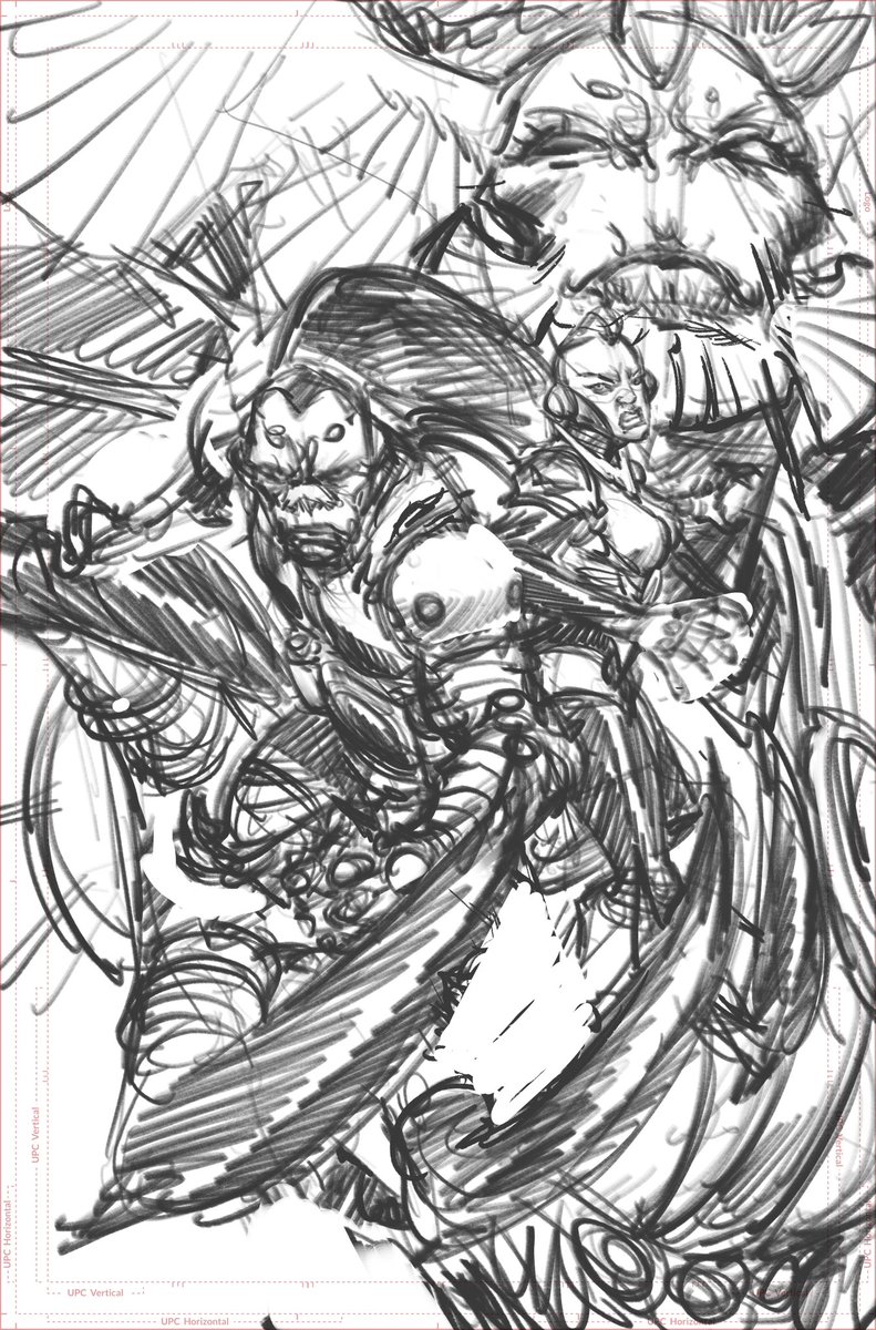 [👀LOOK!]

Another take on ARC ATHENA Book02A cover cover. <a href="/EricCanete/">Eric Canete</a> opted for a final image that had Empress putting the squeeze on The Gristle. 

But here's a unique BTS of what could have been!