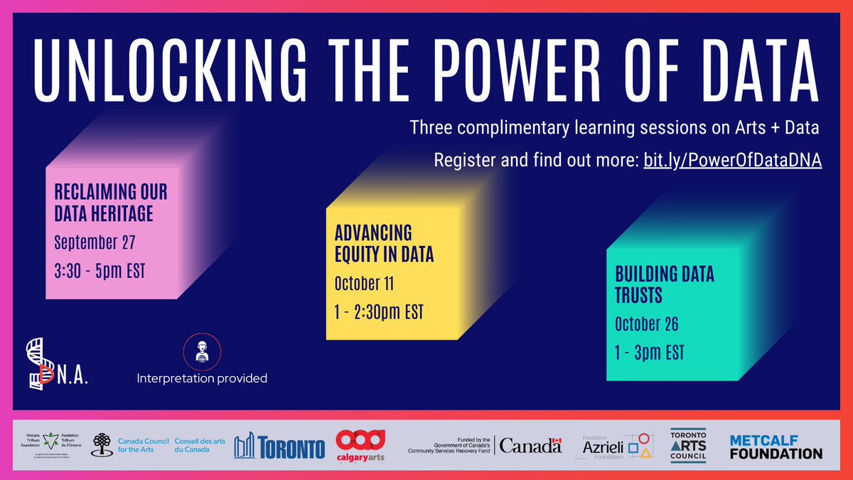 Guided by experts from across Canada, this series offers three complimentary online sessions for those eager to delve into the significance of data as it pertains to arts organizations.
bit.ly/PowerOfDataDNA