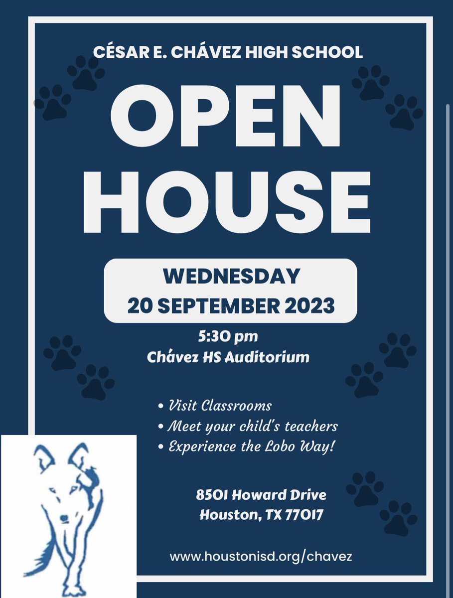 ChavezHS_HISD's tweet photo. Parents please join us this 📆 Wednesday to meet your 🐺’s  teachers 👩‍🏫 👨‍🏫 https://t.co/naTTIiiJaw