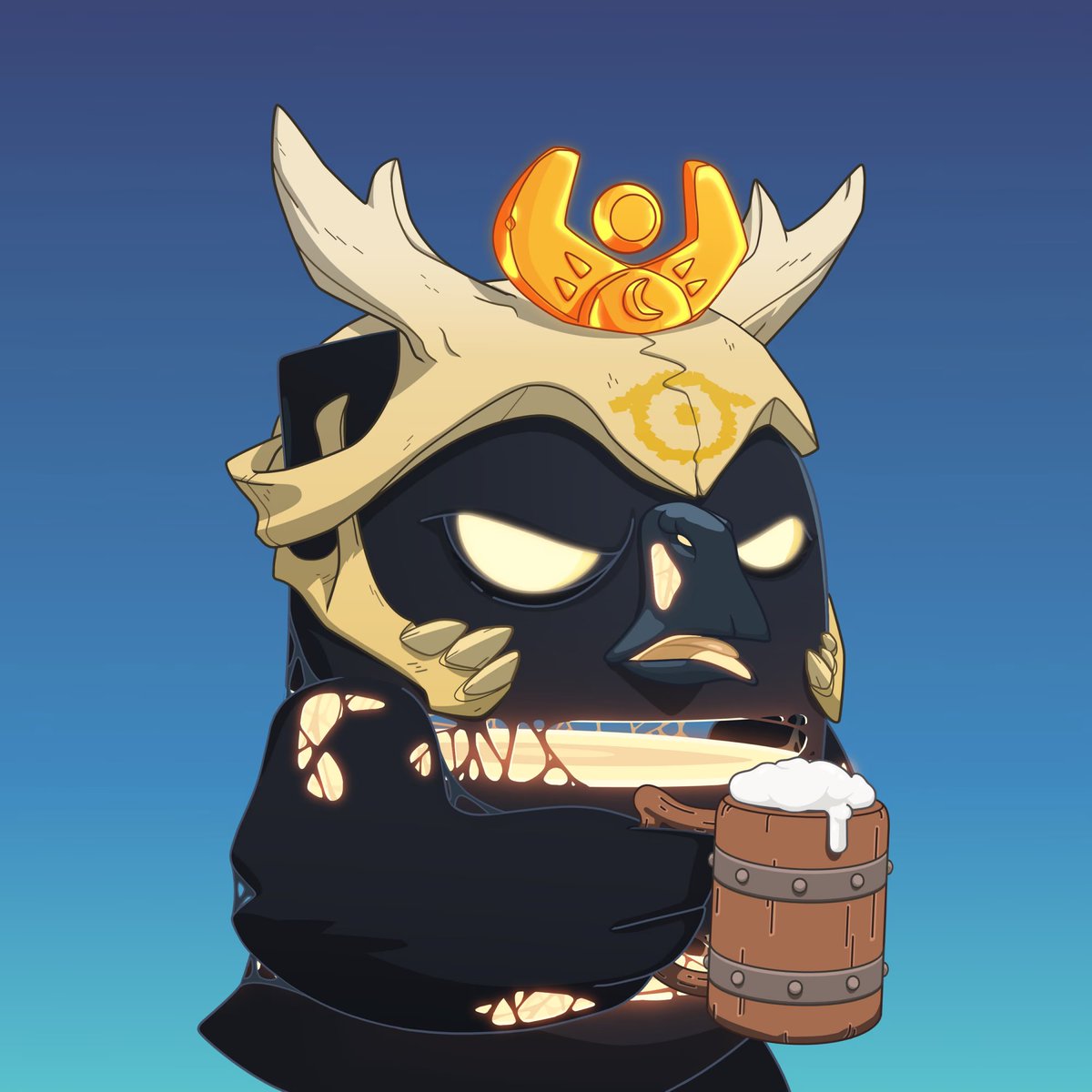DrewBarman's tweet photo. Well now. I have minted two Mythics. Neither one was 'me'. I am seeing all these other people get ones that I love. Then I saw this guy with a beer mug and a crown. Had to have it. Paid asking price and I think I got a deal! As @JustinMezzell would say 'this one speaks to me' LOL, it really does. @moonbirds @proof_xyz @kevinrose