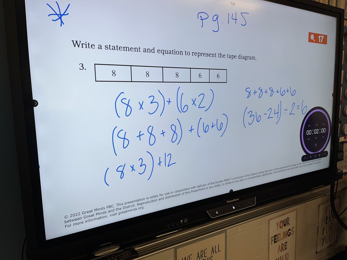 mrssincroft6th's tweet photo. These 5th graders of mine are brilliant! See if you can figure out how the subtraction and division expression matches the tape diagram. She came up with that all by herself! https://t.co/3LmilZLYgM