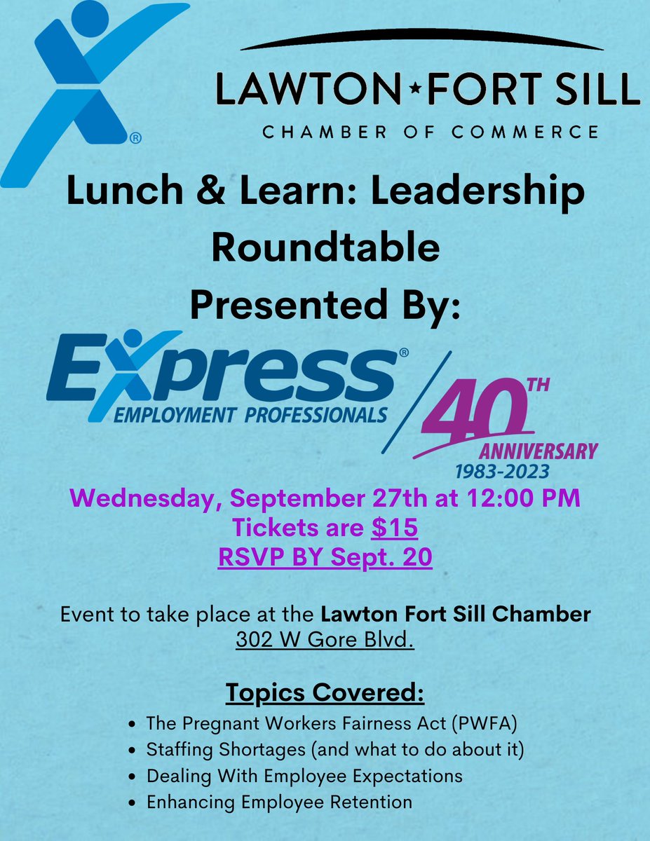 We are having a TICKET SALE tomorrow for this event! Sale will be happening between 11-2 PM! Register during lunch!

Call the chamber OR go online to register by clicking on the event on our Chamber Events tab under the calendar tab!