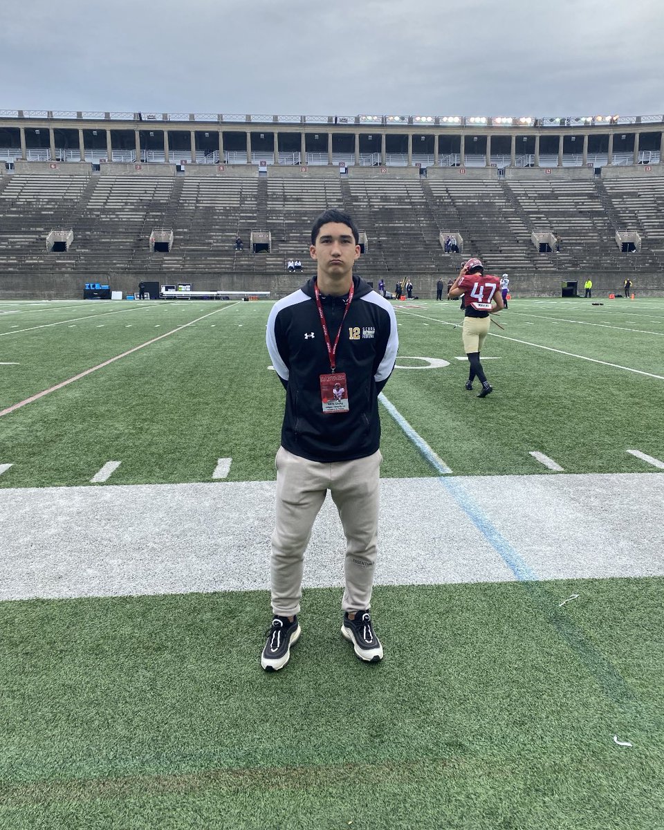 Thank you <a href="/CoachJacobsD/">Drew Jacobs</a> for the invite and game day visit. Grateful to have gotten a closer look at an impressive program and see my brother <a href="/JohnChung_2/">3⭐️ DB John Chung</a>  suited up in crimson! 
<a href="/coachwalsh20/">Patrick Walsh</a> <a href="/DariusBell_3/">Darius Fautua Bell</a>