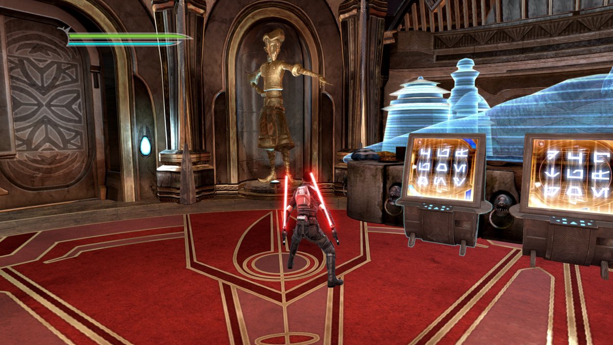 SWForce4EU's tweet photo. Does doubletake at Guybrush Threepwood statue in Cato Neimodia.
I got through until the bridge when I had to fight the airship head on. Manually adjusting the resolution settings in the config file seemed to make for a happier game. #TheForceUnleashed2 https://t.co/ApJS0SkWt4