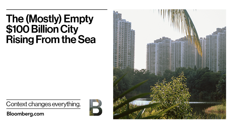 business's tweet photo. This $100 billion private metropolis across the bay from Singapore remains largely empty.