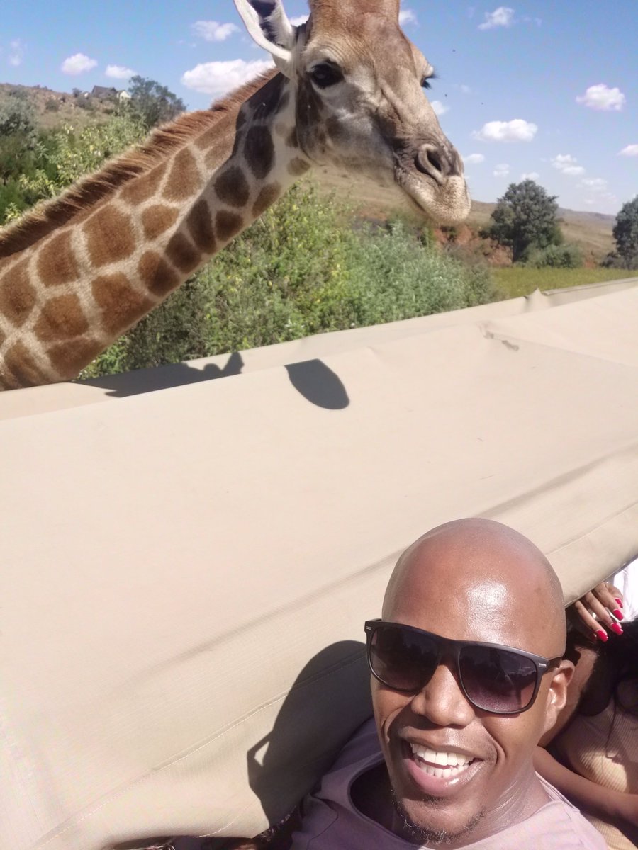 Simmy60's tweet image. Selfie with a ndlulameaty 😋🤣 #giraffe