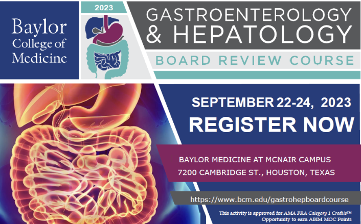 Dear GI Fellows, are you looking for a board review course that ✅Cover core/interventional GI, liver, IBD, motility ✅All⭐️faculty ✅virtual option ✅🆓to register! Look no further! Sign up for @bcm_gihep board review course this weekend (9/21-9/23) bcm.edu/departments/me……