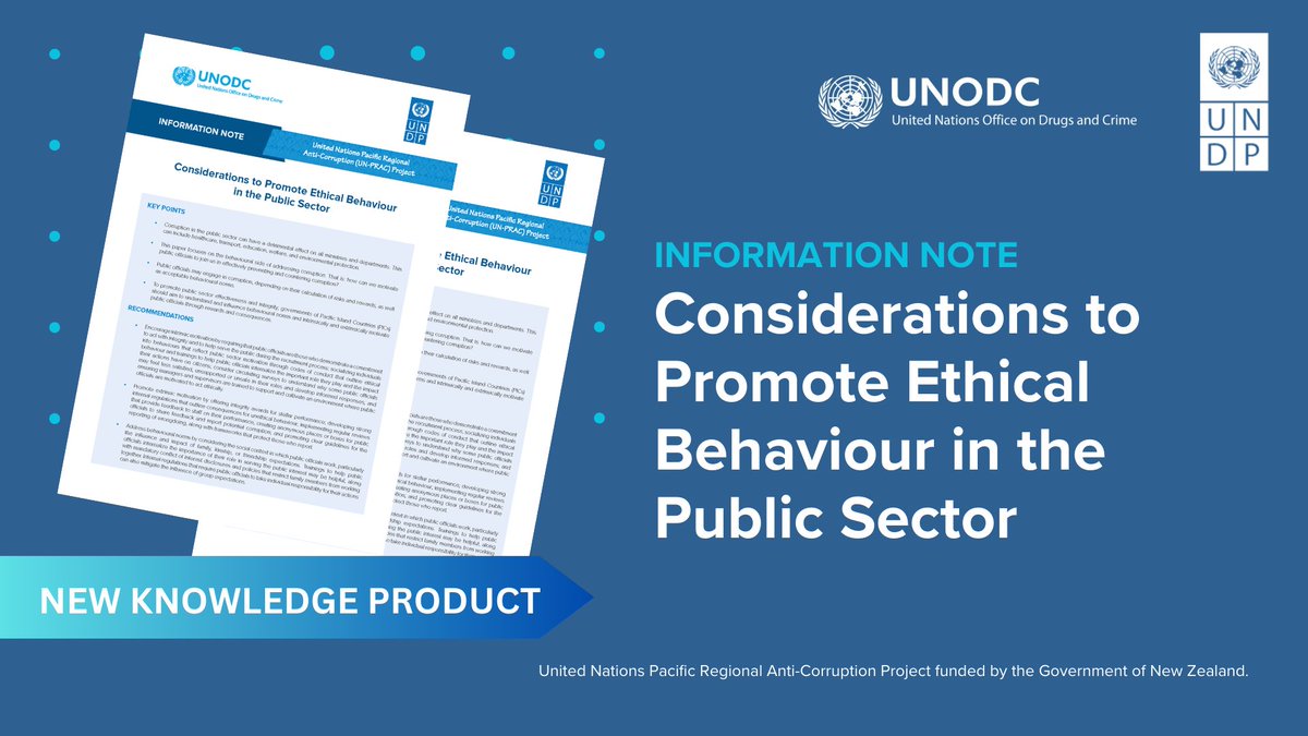 UNDP_Pacific's tweet image. People&apos;s essential needs, including healthcare, education, environmental protection, are at risk of #corruption. The study looks at the behavioural side - ‘How can we motivate public officials to prevent &amp;amp; counter corruption?’  
Find suggestions ➡️ bit.ly/45GkhjG #UNPRAC