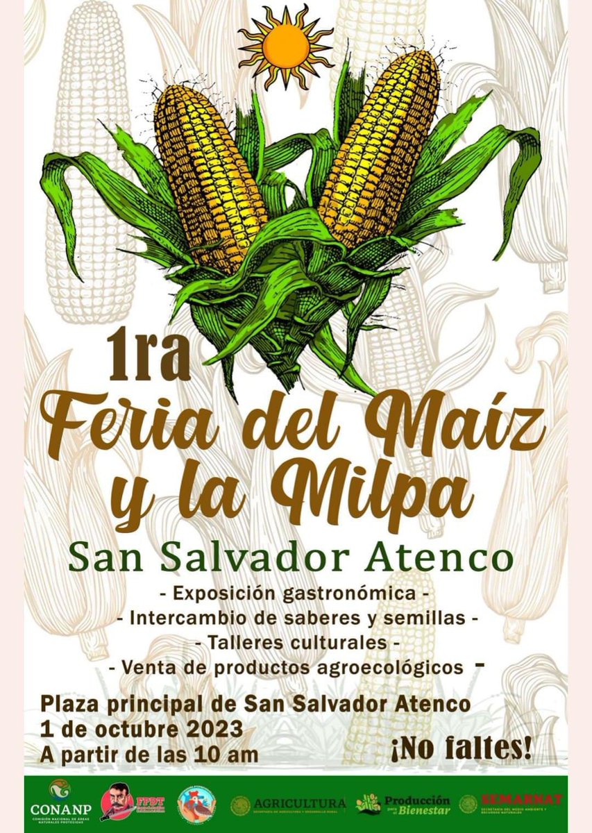 Atenco es agua y también, maíz.

Celebremos junto y juntas al maíz que nos da identidad, a la milpa que nos recuerda nuestro origen y al campesino y campesina que nos alimentan.

Te esperamos! #SinMaízNoHayPaís
