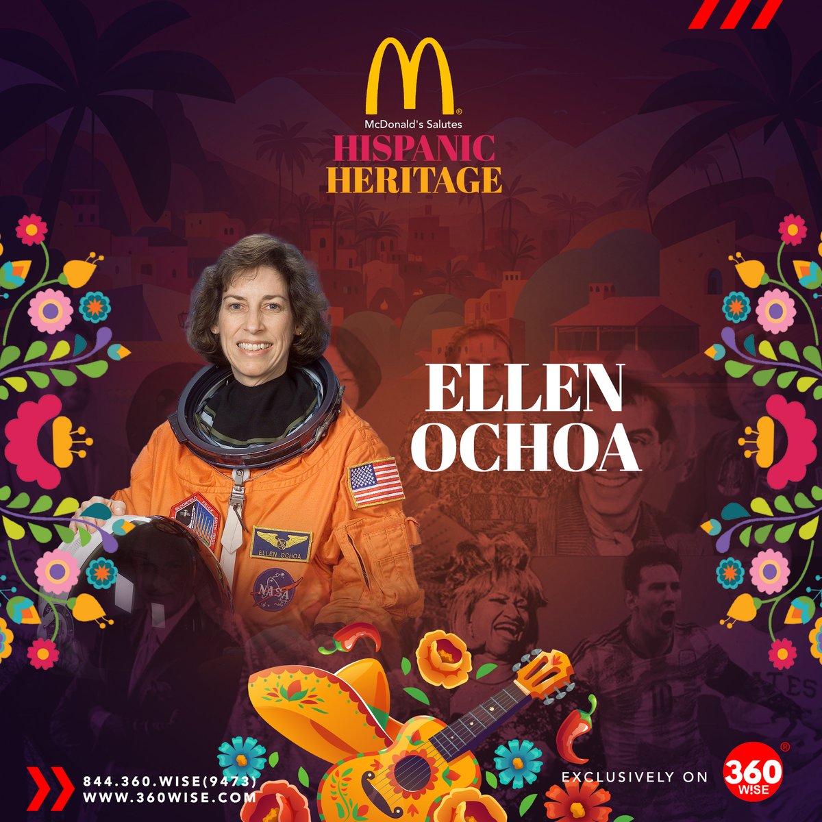 360WiSE's tweet photo. McDonald's Salutes the contributions of individuals like Ellen Ochoa to the rich cultures and traditions of the Hispanic community. So, let’s celebrate, let’s learn, and let’s inspire each other. Happy Hispanic Heritage Month! https://t.co/OnsVNa86H9   .  . 
#HispanicHeritageMonth2023 #McDonaldsHHM2023