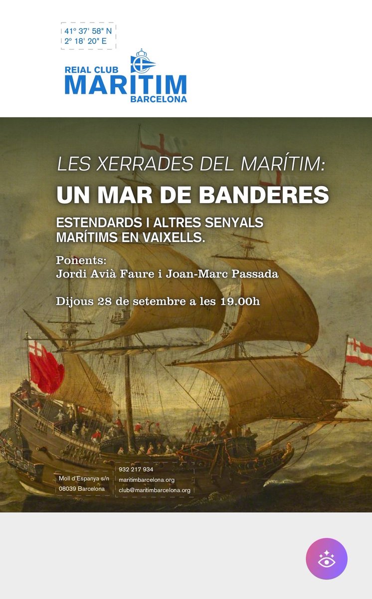 vexiband's tweet photo. 2. A la xerrada que farem al #RCMB, el Marítim de #BCN, el 28S a les 19h. sobre banderes marítimes, vam pensar que per anunciar-la amb originalitat faríem una bandera enlloc d'un cartell. No obstant, el club, ha fet un cartell i és el de sota. Ens agrada! https://t.co/VMpp1YQf4A