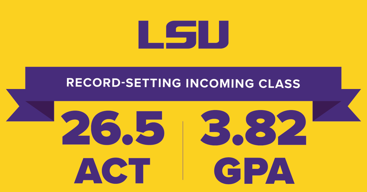LSU's tweet photo. #LSU27 has shattered last year’s record as the most academically accomplished class in the university’s history 💪

Here’s to reaching new heights, Class of 2027!

🔗https://t.co/xfcjEFPpRt

#ScholarshipFirst https://t.co/VnOKGlMwfn