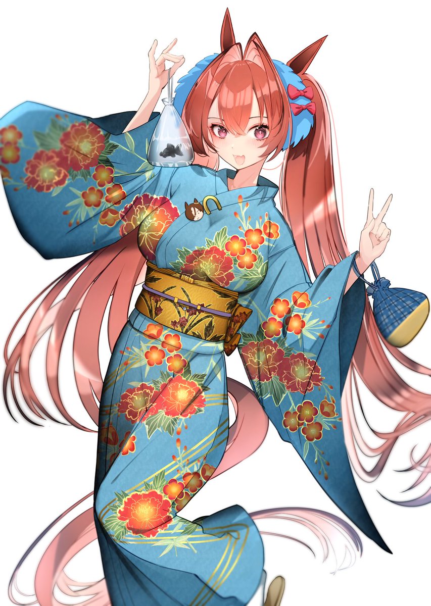 daiwa scarlet (umamusume) 1girl horse ears japanese clothes animal ears long hair kimono horse girl  illustration images