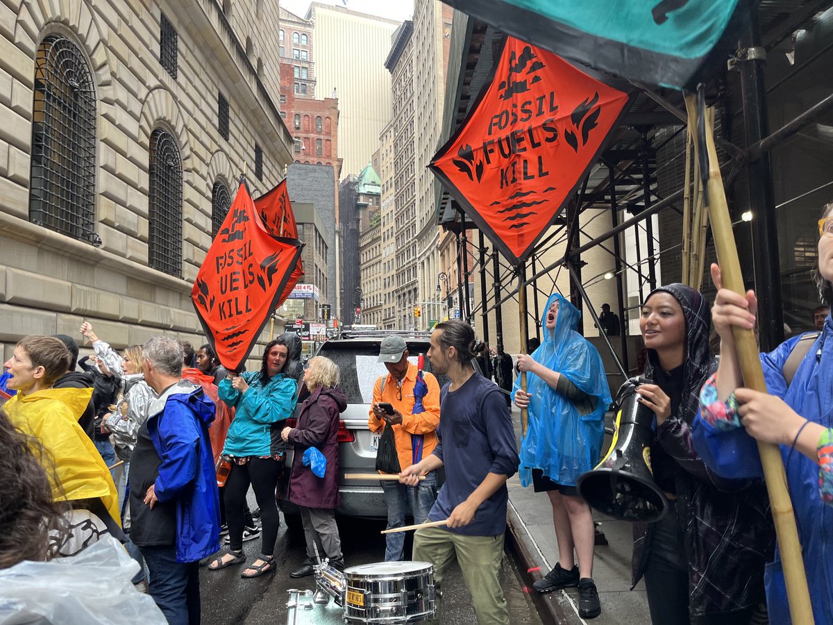 Protests and mass arrests at the Federal Reserve in NYC today opposing the financiers of fossil fuels. About 1000 people shut down entrances and blocked streets, including Indigenous peoples, scientists, military veterans, students, seniors and more.