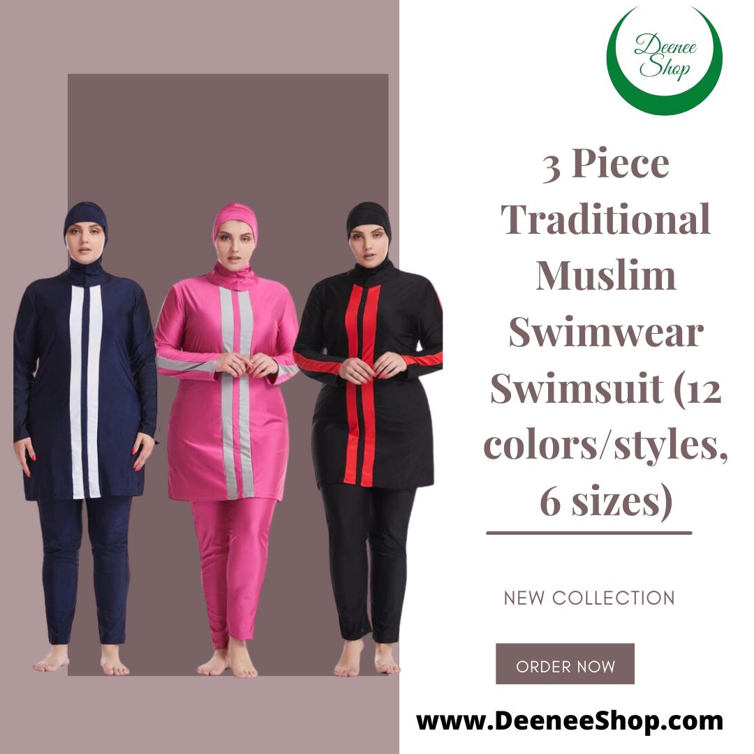3 Piece Traditional Muslim Swimwear Swimsuit (12 colors/styles, 6 sizes)
deeneeshop.com/products/3-pie…
Visit our website for more 
DeeneeShop.com
 #MuslimSwimwear #ModestSwimsuit #SwimwearFashion #IslamicFashion #ModestFashion #MuslimFashion