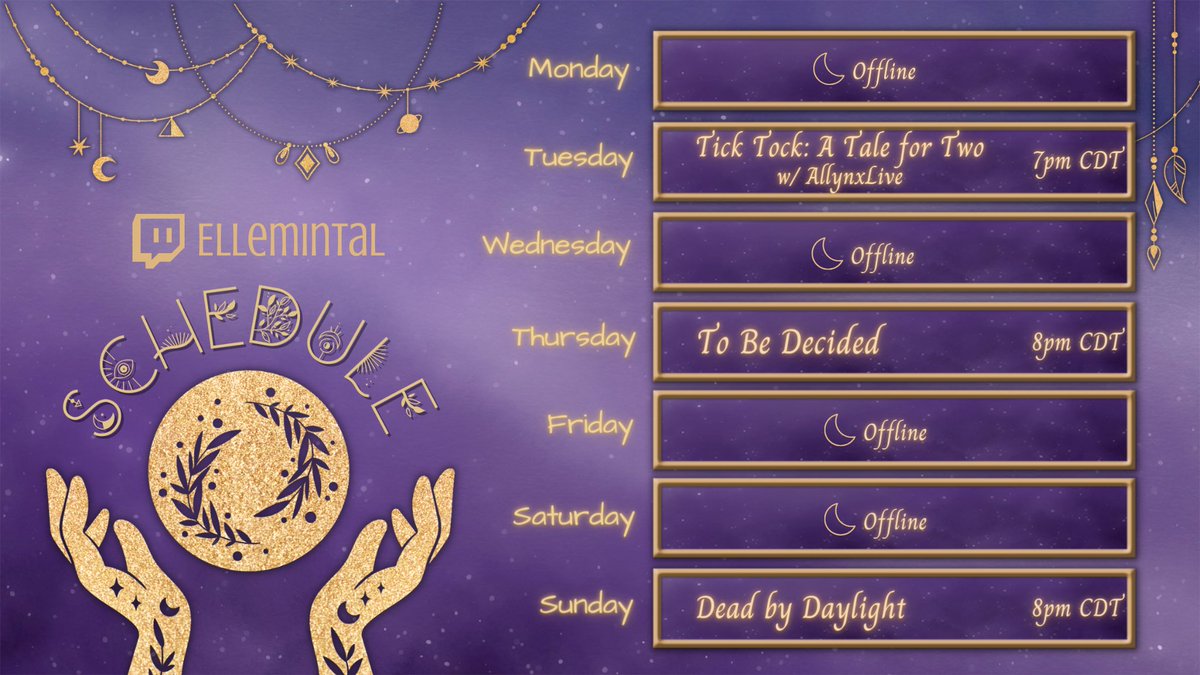 Week 09/18-09/24 schedule has a new co-op game with my sister, @allyallynx followed by some kind of game on Thursday and completed with DBD on Sunday!