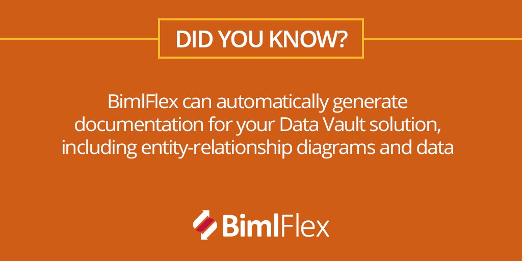 Did you know #BimlFlex can auto-generate documentation for your #DataVault solution, including entity-relationship diagrams and data lineage info? #biml