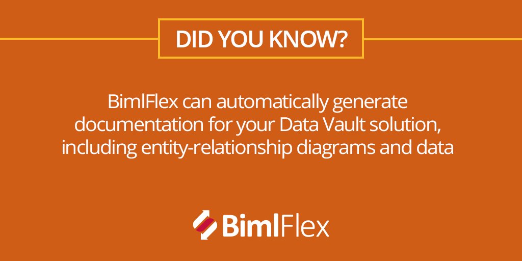 BimlScript's tweet image. Did you know #BimlFlex can auto-generate documentation for your #DataVault solution, including entity-relationship diagrams and data lineage info? #biml