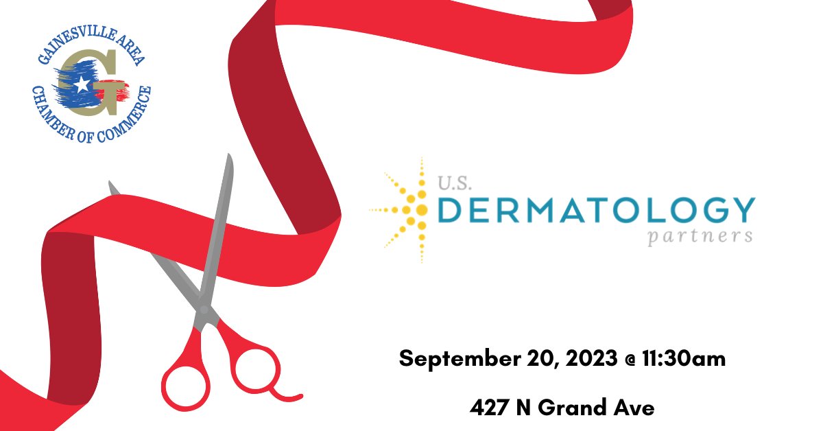 GainesvilleCofC's tweet image. We invite the community to join us in welcoming our new member, U.S. Dermatology Partners, with a ribbon cutting! ✂️Come out and see their location while you meet the staff who are ready to meet your healthcare needs!💙
#weloveourmembers #opentoeveryone