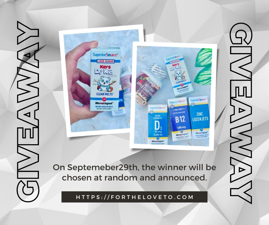 Fortheloveto's tweet image. 🚀 Just entered the @SuperiorSource Vitamins #giveaway, and it&apos;s too good not to share! Imagine winning $75 worth of these #InstantDissolveTablets. Your health journey will thank you. Join me now!
 
#GiveawayAlert #HealthBoost #SuperiorSourceVitamins fortheloveto.com/boost-your-hea…