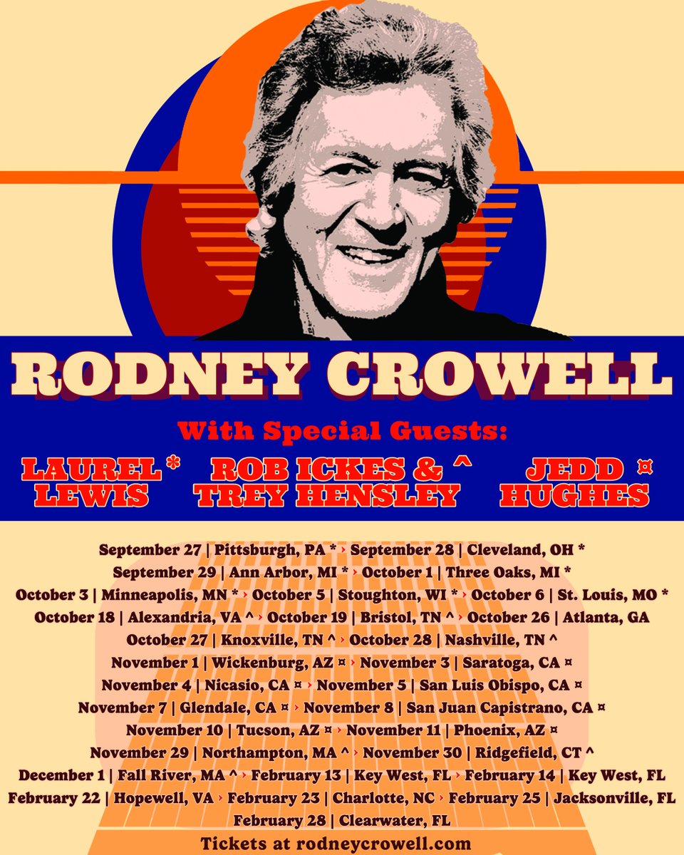 Rodney’s Chicago Sessions Tour dates for 2024 are now on sale along with the rest of his 2023 shows! Get your tickets to see Rodney in concert at rodneycrowell.com