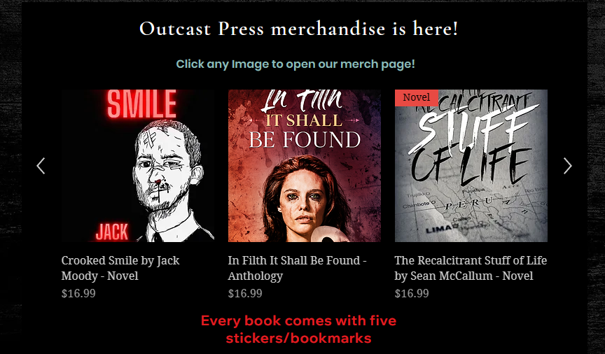 OutcastPress1's tweet photo. Our first three #books are ready for direct order through our official @OutcastPress site: https://t.co/Sas2co3e45 Links to international options also there. @Sean42McCallum @jack_is_moody @SteveGone58 @losapala @TWGarland 🥳🍾 https://t.co/GoyfYMVQfD