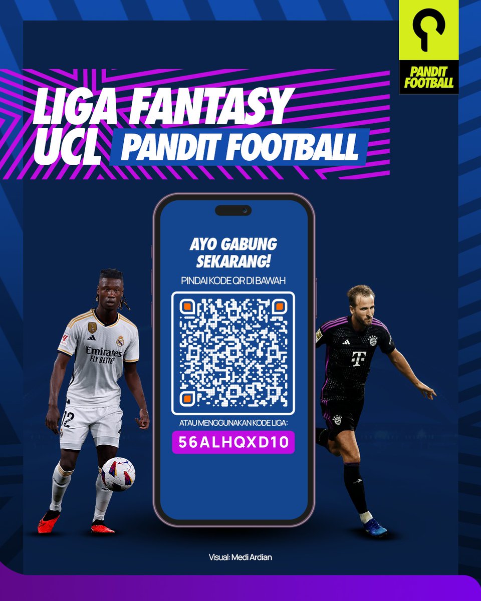 PanditFPL's tweet photo. Selamat datang Liga Champions 2023/2024

Kurang afdol rasanya kalau nonton Liga Champions tanpa main Fantasy UCL.

 Jangan lupa gabung ke liga Fantasy UCL Pandit Football. Bisa scan barcode berikut atau masukan kode : 56ALHQXD10

Lesgow https://t.co/aCuvziPEiF