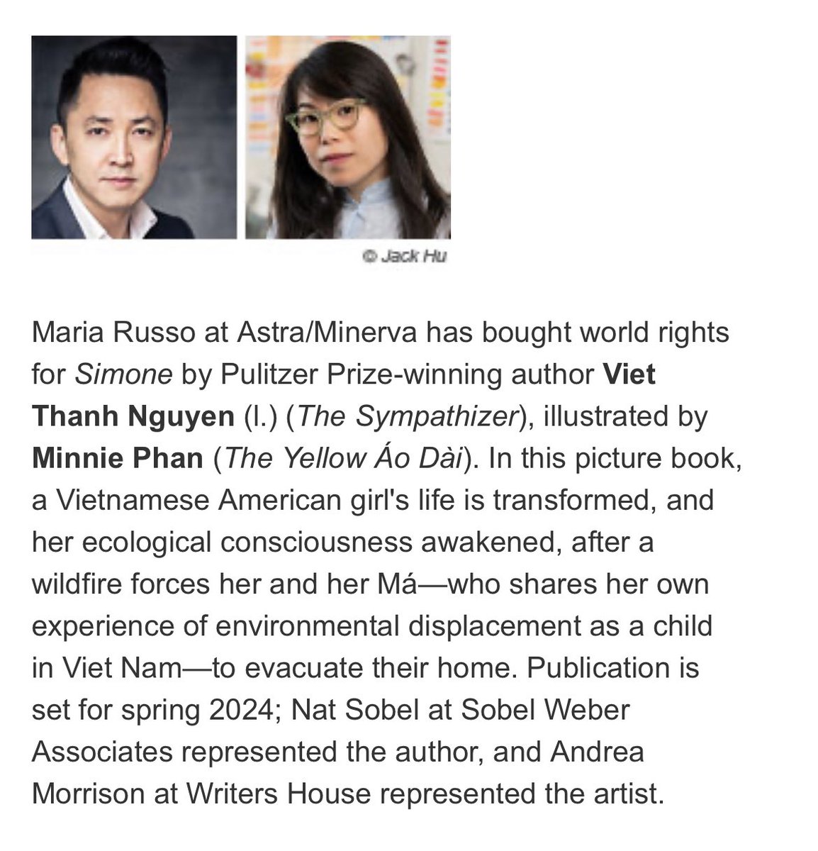 Dreams do come true 🌈

I'm collaborating with Viet Thanh Nguyen!! I’m happy to share the news now that the project is wrapped up. I poured my heart into this book for three years. I can’t wait for the world to meet Simone!

(1/4)