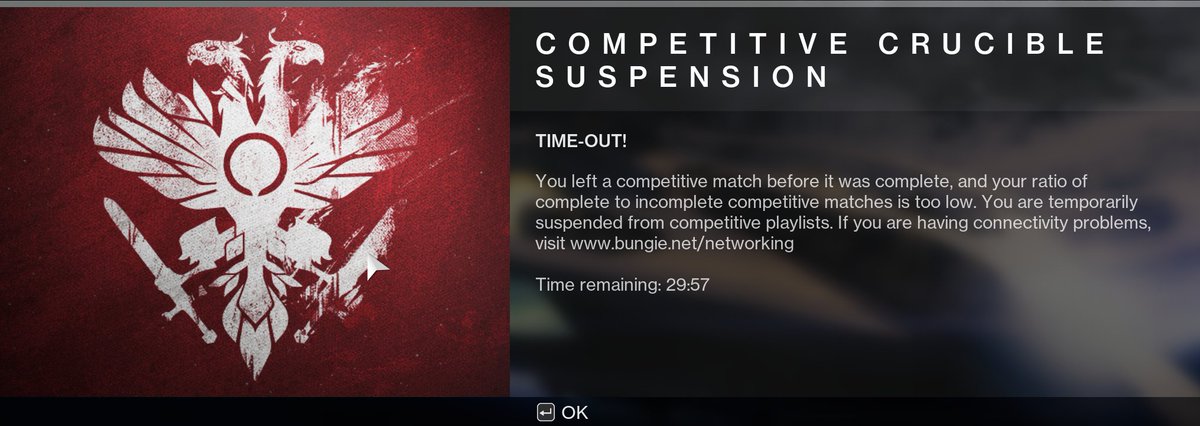 Neospid's tweet photo. @BungieHelp Come on Bungie, I obviously didn't just quit.  How can you not tell when someone gets your dumb error code vs quitting out?

How much of our time do you expect us to waste and still come back? https://t.co/lblChsEnZf