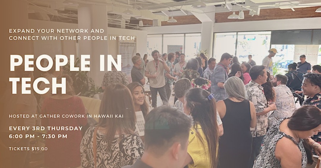 Join us this Thursday, September 21, at 6 pm for at Gather Cowork &amp; Events in Hawaii Kai for 'Speed Networking for People In Tech'. Tickets are limited, so secure yours now. 🌐 bit.ly/48lPKcL