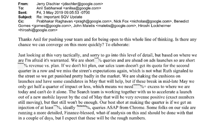 jason_kint's tweet image. Day 5 at USA vs Google was a biggie. 
Main event was Google VP of Ads so will start there. Google pretends there are firewalls around its dominant services. Incredibly damning thread of leadership across Chrome, Android, Search and Ads trying to meet wall street expectations. /1